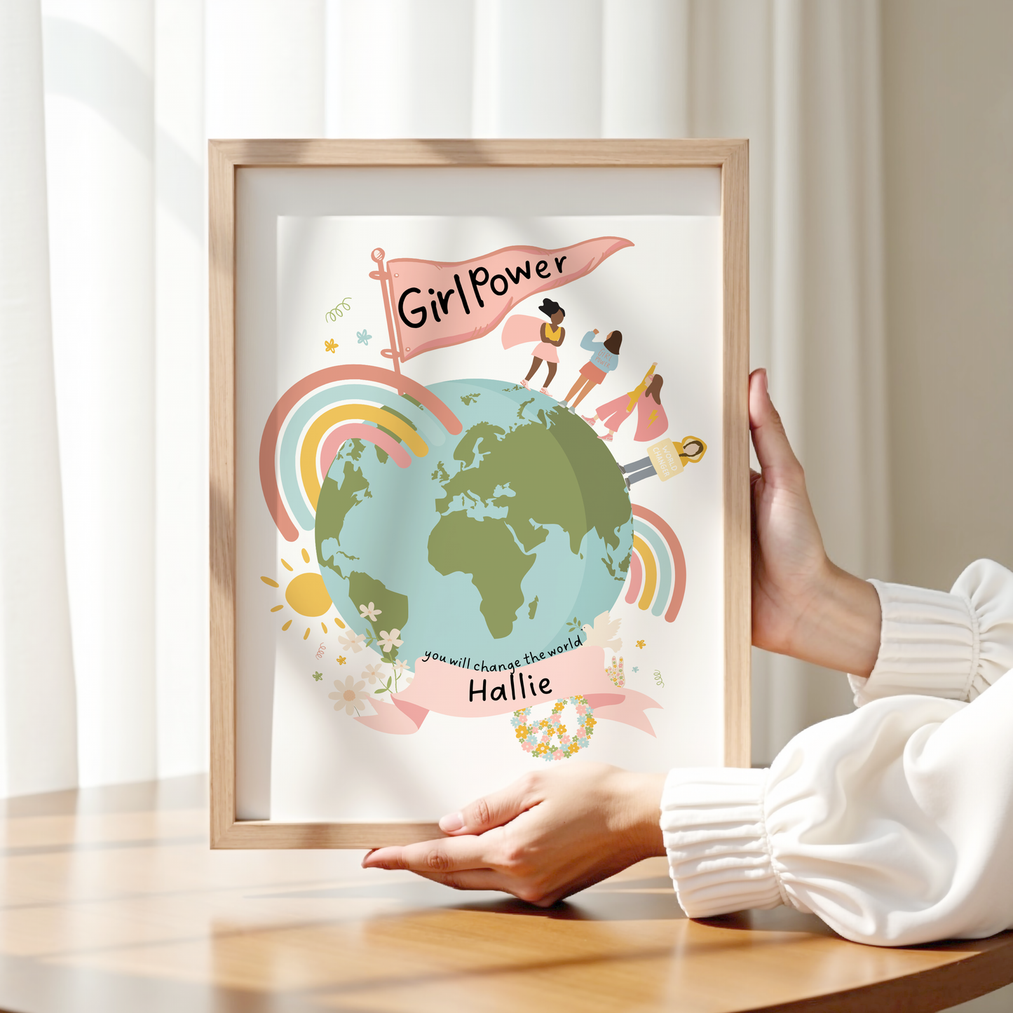 Personalised Girl Power Globe Print