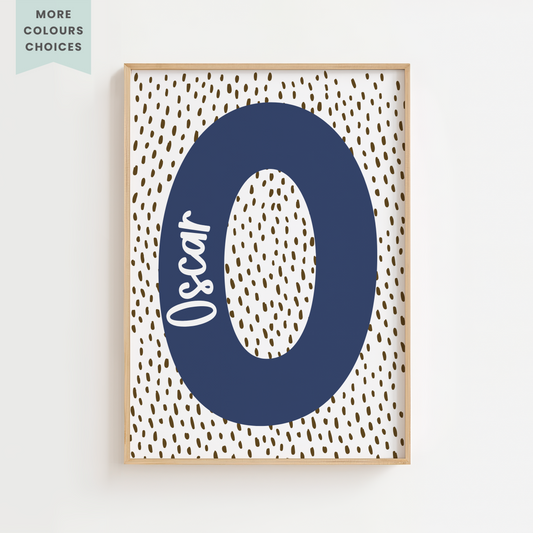 Personalised Dash Background Initial Print