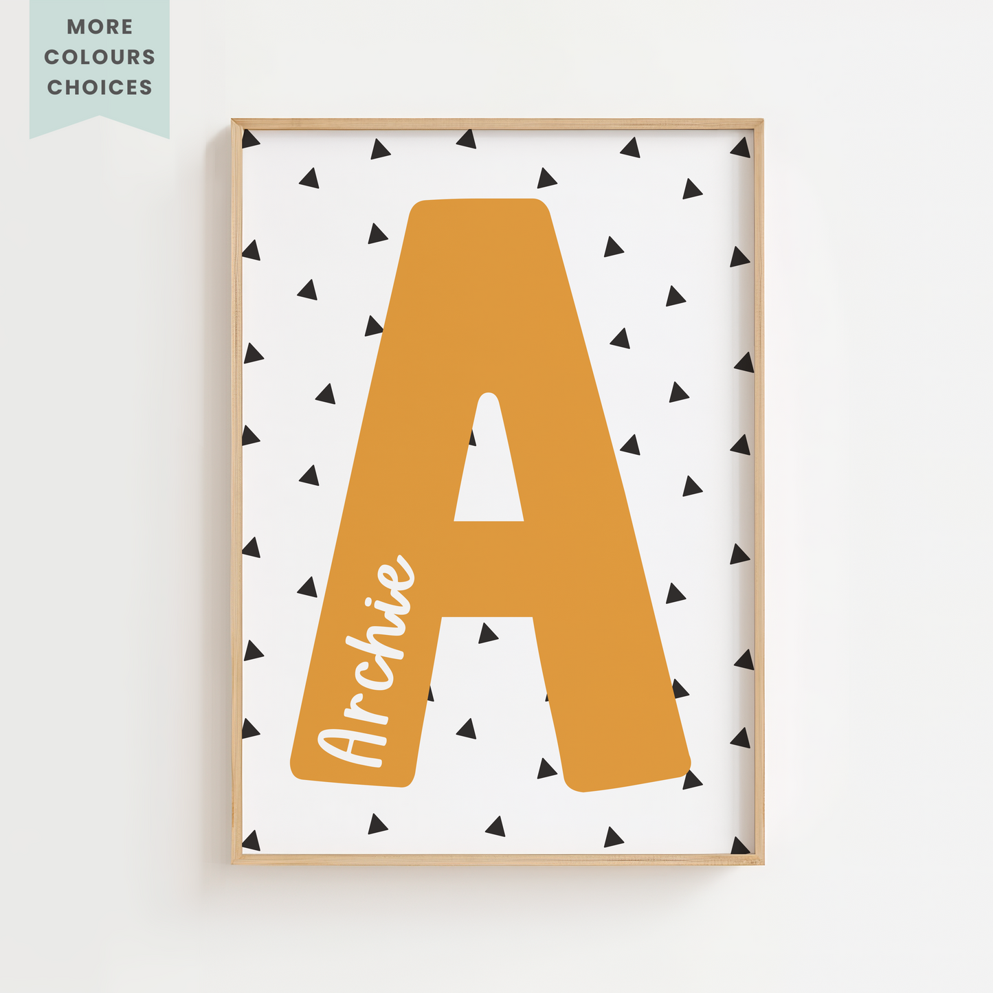 Personalised Scandi Style Triangles Background Initial Print