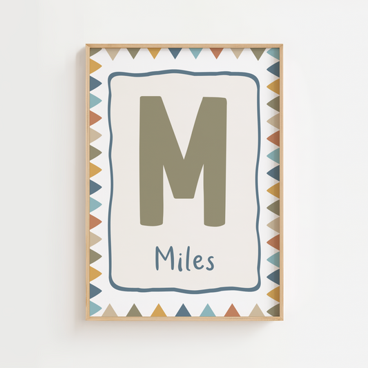 Personalised Bunting Border Initial Print