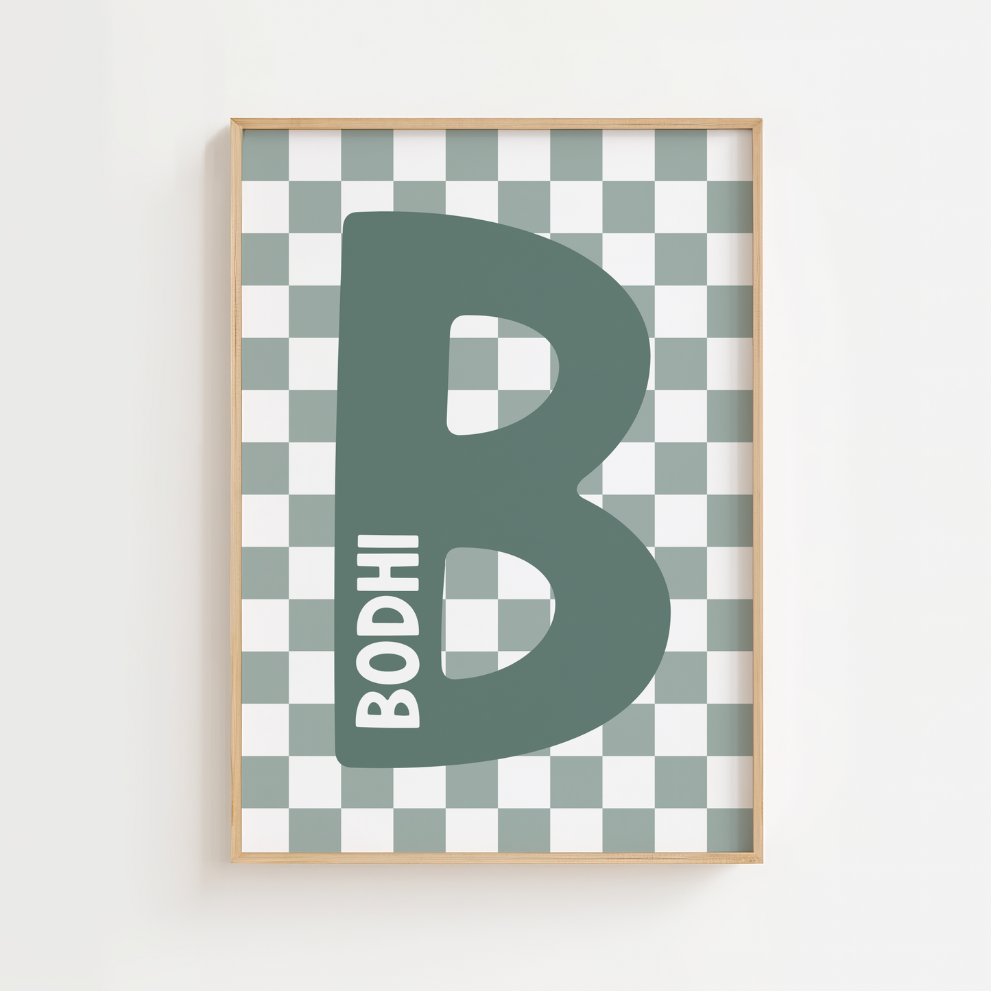 Personalised Checkerboard Background Initial Print