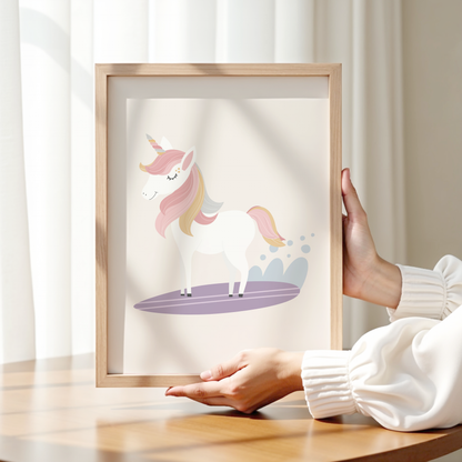 Surf Unicorn Nursery Print