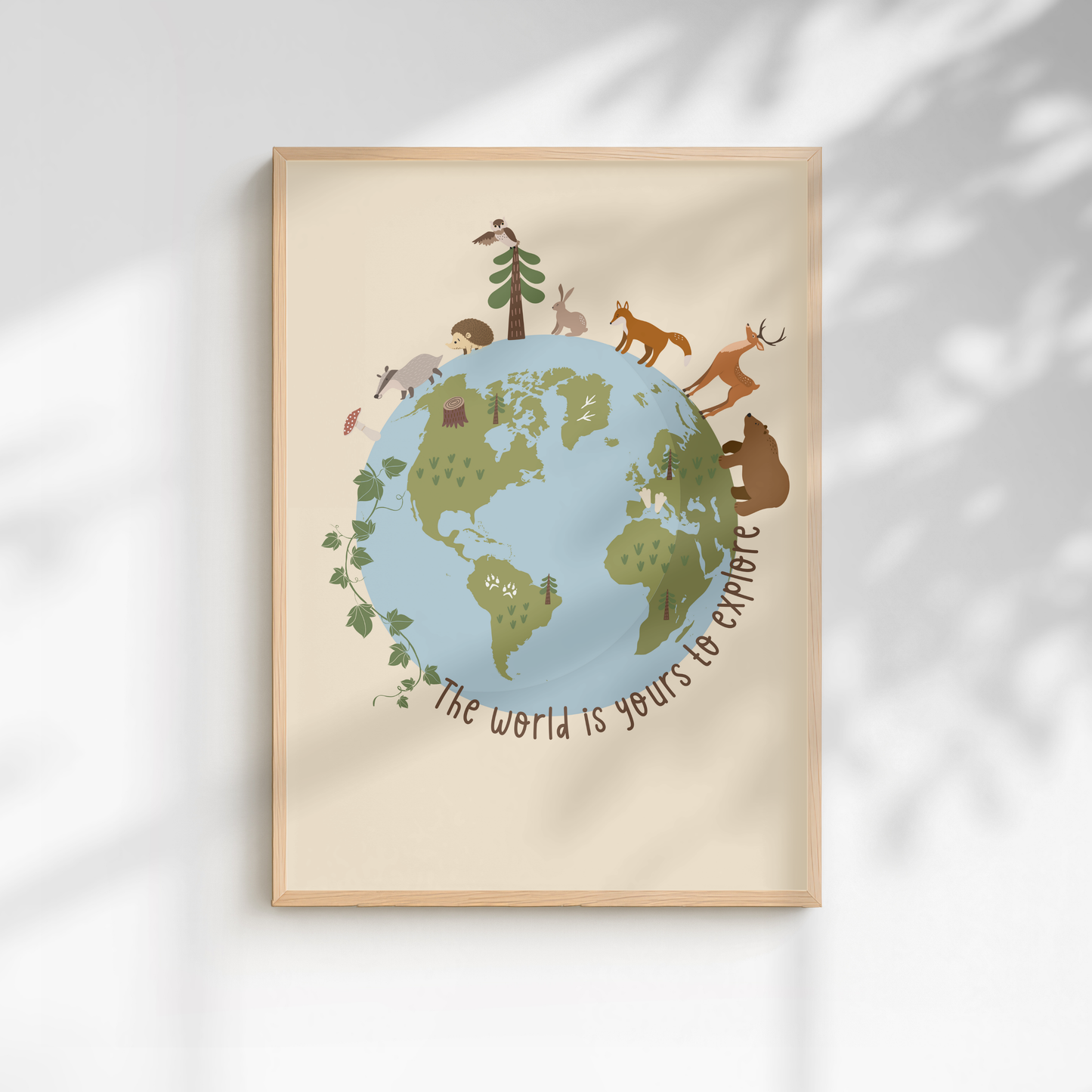 The World Is Yours to Explore Woodland Print - Beige