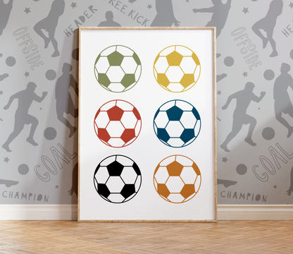 Colourful Footballs Print