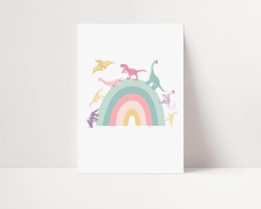 Dinosaur Rainbow Art Print