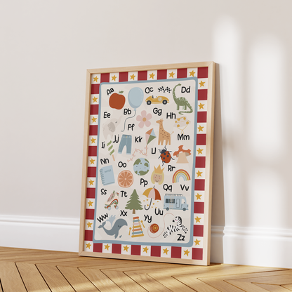 Alphabet A–Z Educational Print - Red