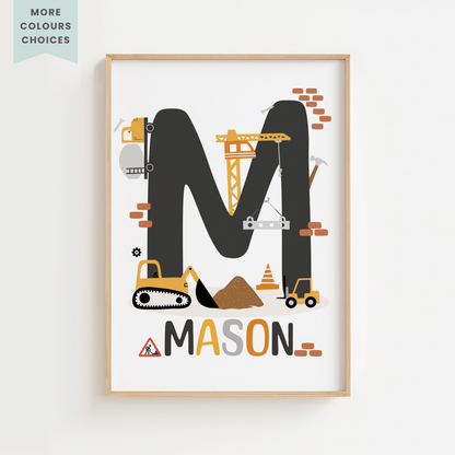 Personalised Construction Name Print