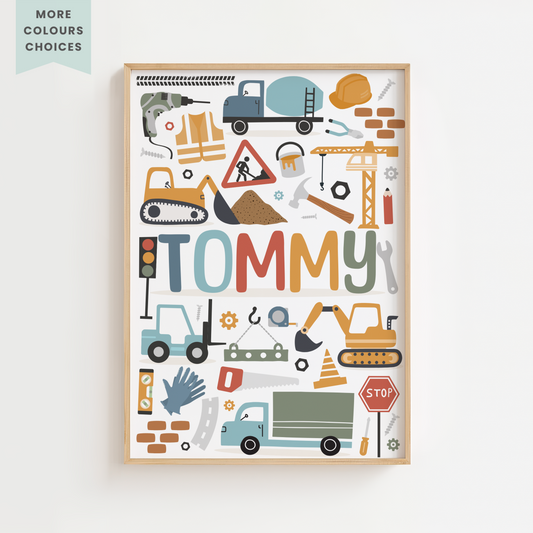 Personalised Construction Name Print