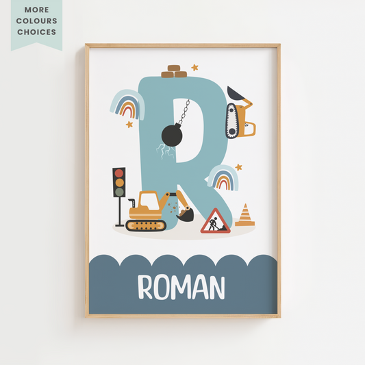 Personalised Construction Name Print
