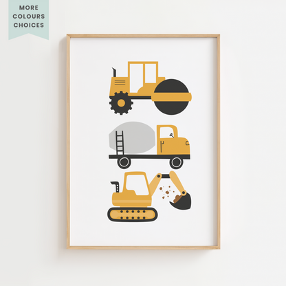 Construction Vehicle Trio Print