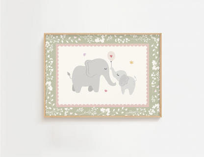 Floral Elephant Print