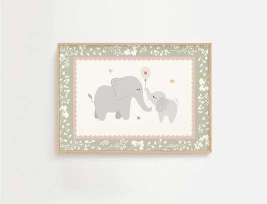 Floral Elephant Print