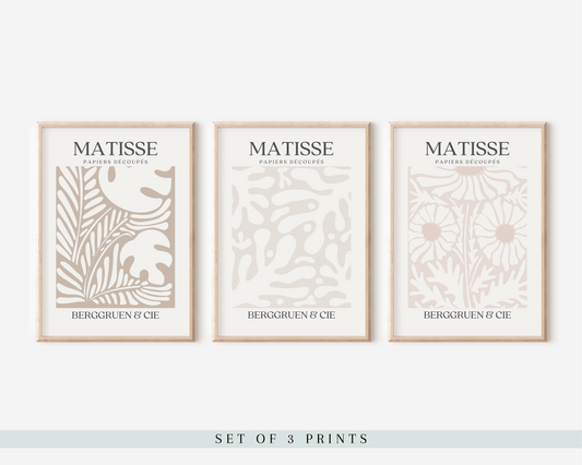 Set Of 3 Neutral Matisse Style Prints