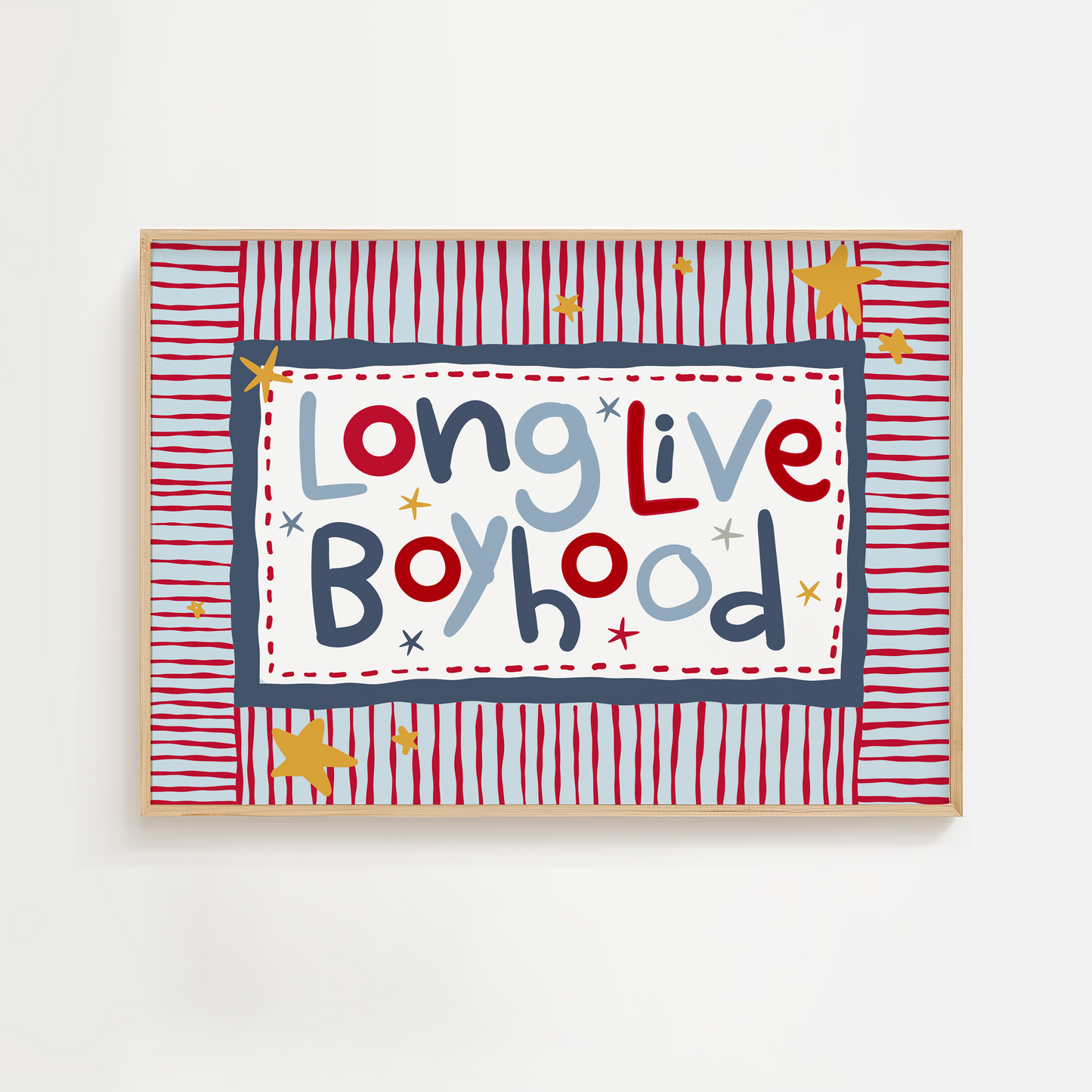 Long Live Boyhood Print - Red & Blue