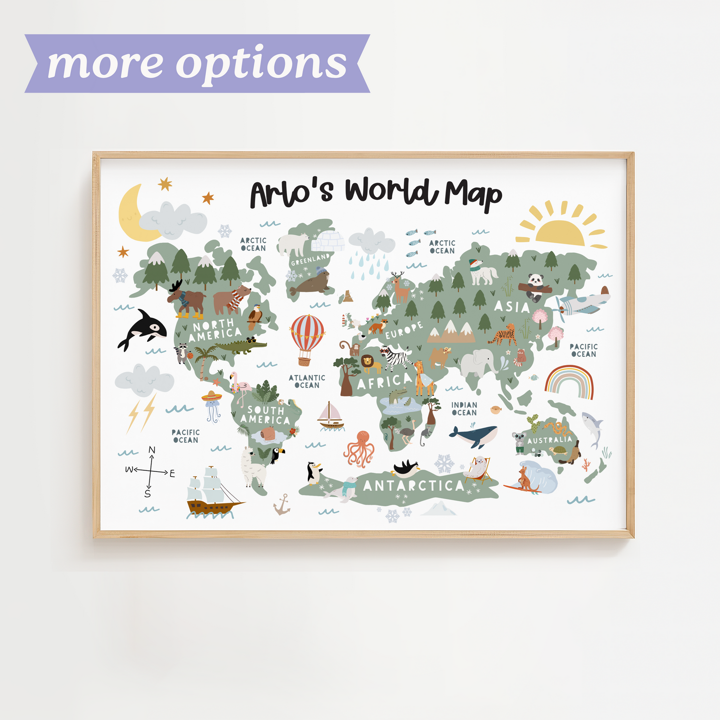 Personalised Quirky Map of the World Print