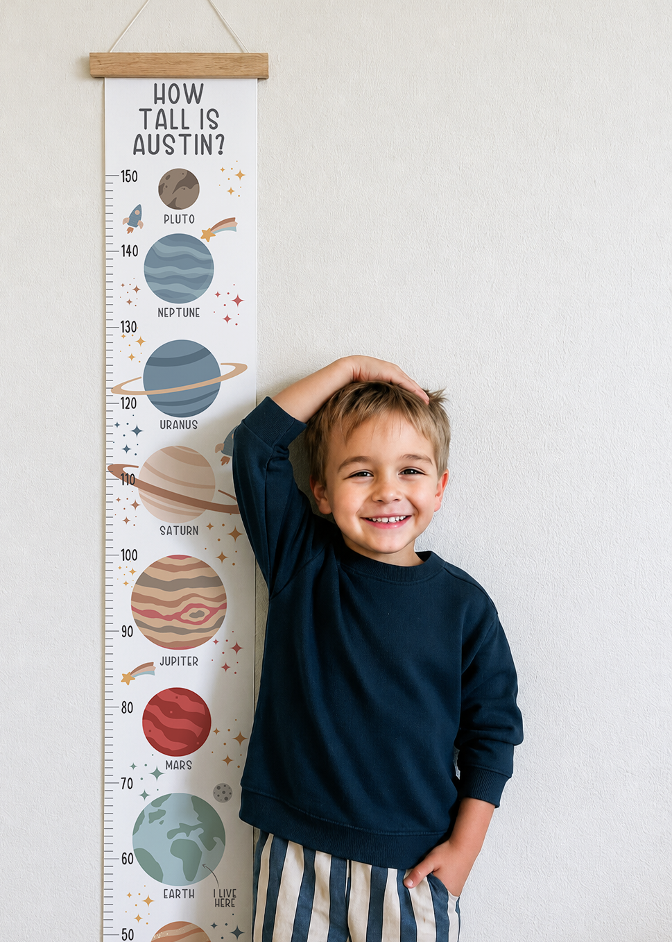 Personalised Solar System Height Chart (Light)