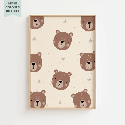 Teddy Bear Pattern Nursery Print