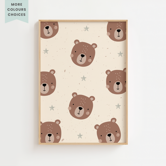 Teddy Bear Pattern Nursery Print