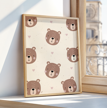 Teddy Bear Pattern Nursery Print