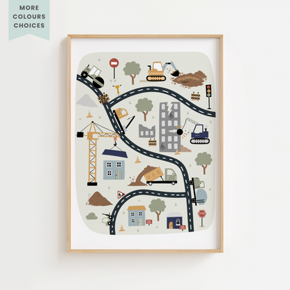 Construction Site Map Print
