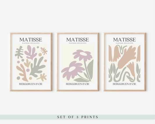 Set Of 3 Pastel Matisse Style Prints