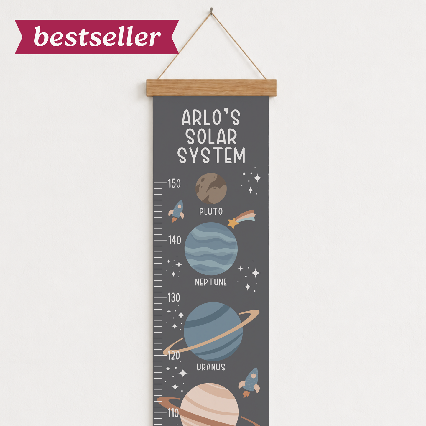 Personalised Solar System Height Chart (Dark)