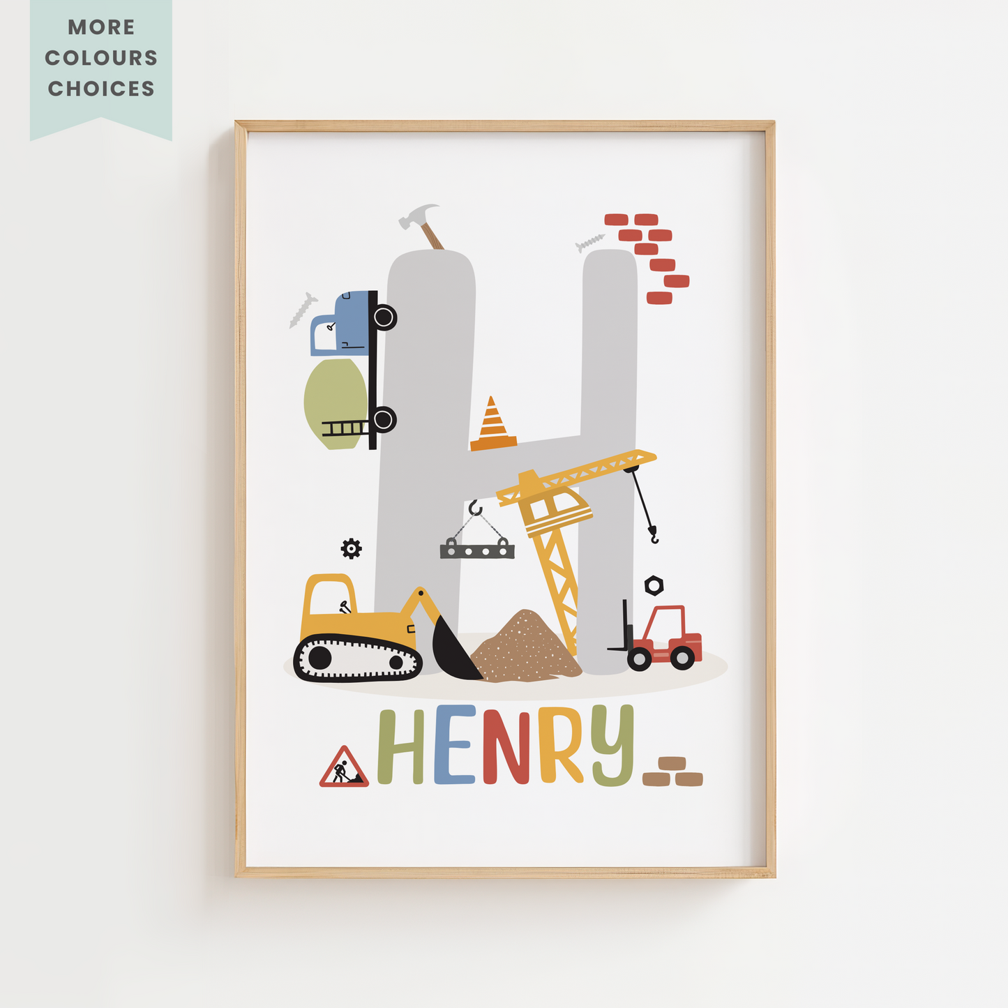 Personalised Construction Name Print