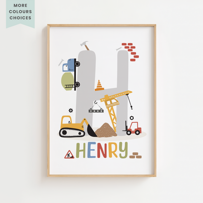 Personalised Construction Name Print