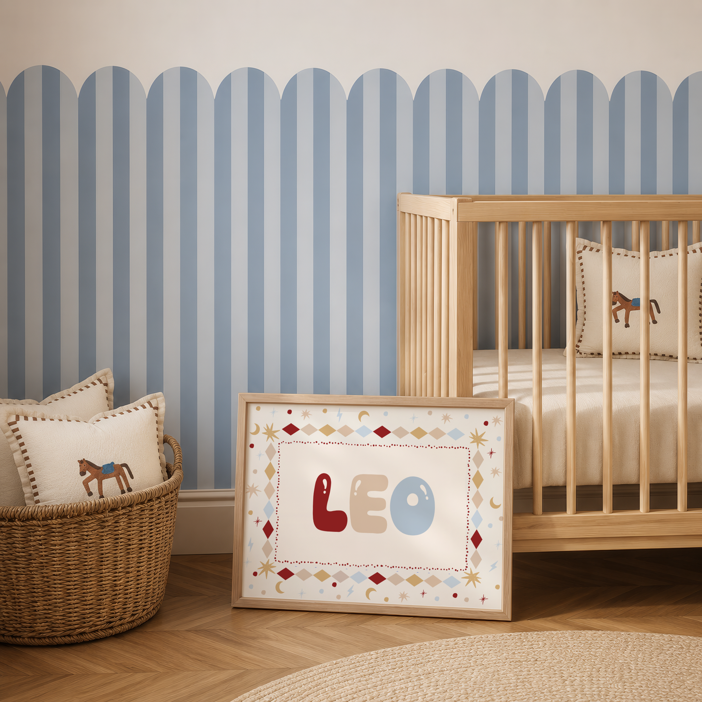 Heritage Red & Blue Personalised Name Print