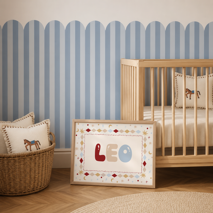 Heritage Red & Blue Personalised Name Print