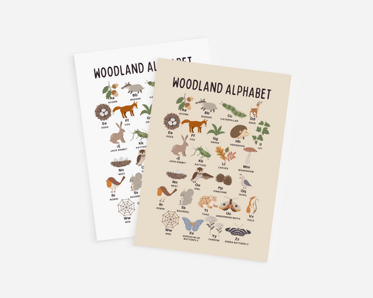 Educational Woodland Alphabet Print - Personalisable
