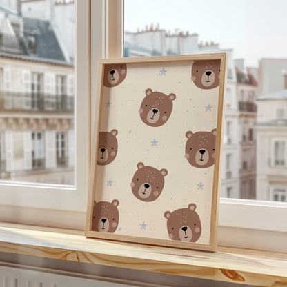 Teddy Bear Pattern Nursery Print
