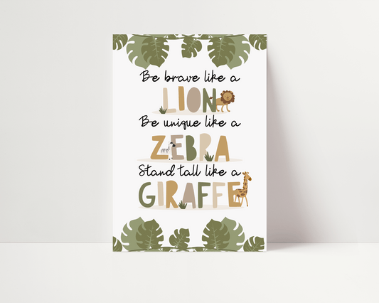 Brave Like A Lion Quote Art Print