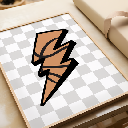 Checkerboard Lightning Bolt Basketball Print