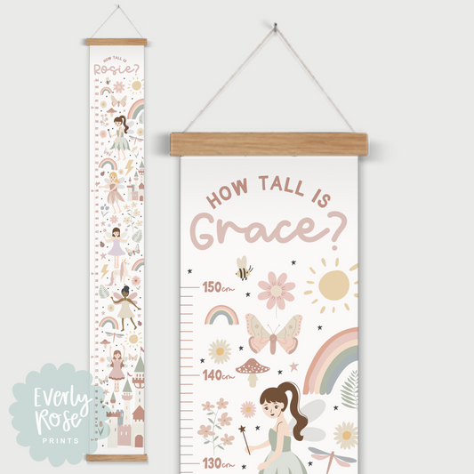 Personalised Fairy Height Chart Print