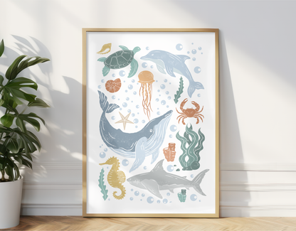 Ocean Animals Print for Kids Room