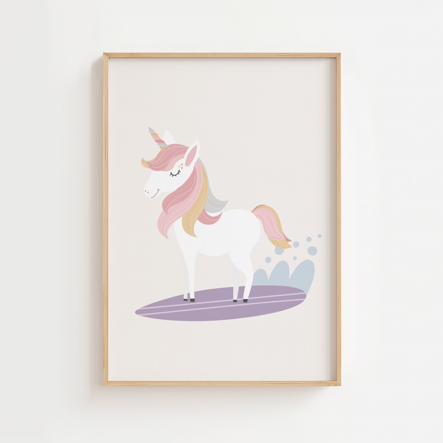 Surf Unicorn Nursery Print