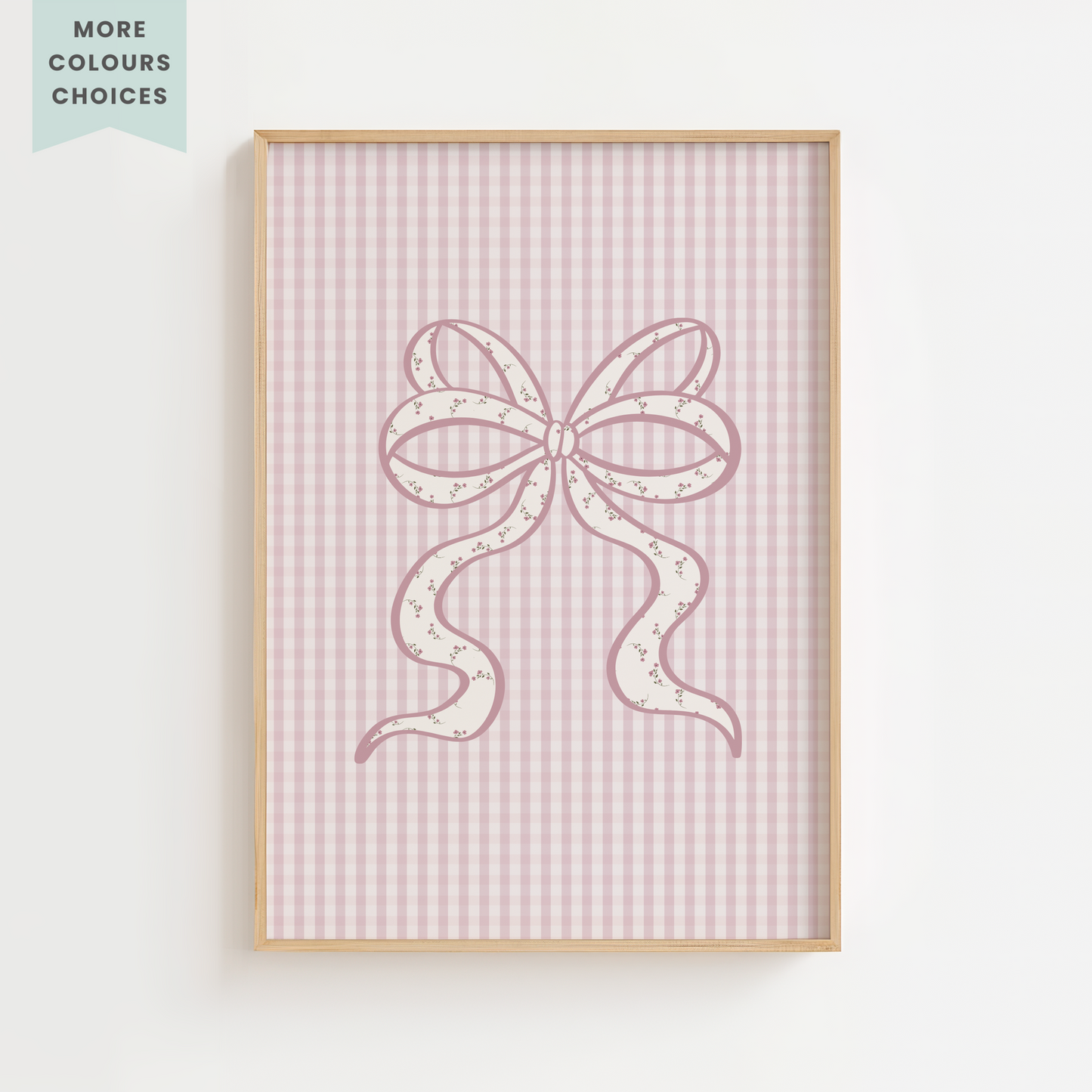 Cream Gingham Bow Print