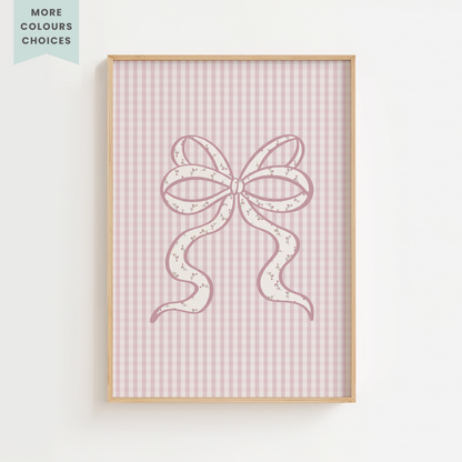 Cream Gingham Bow Print