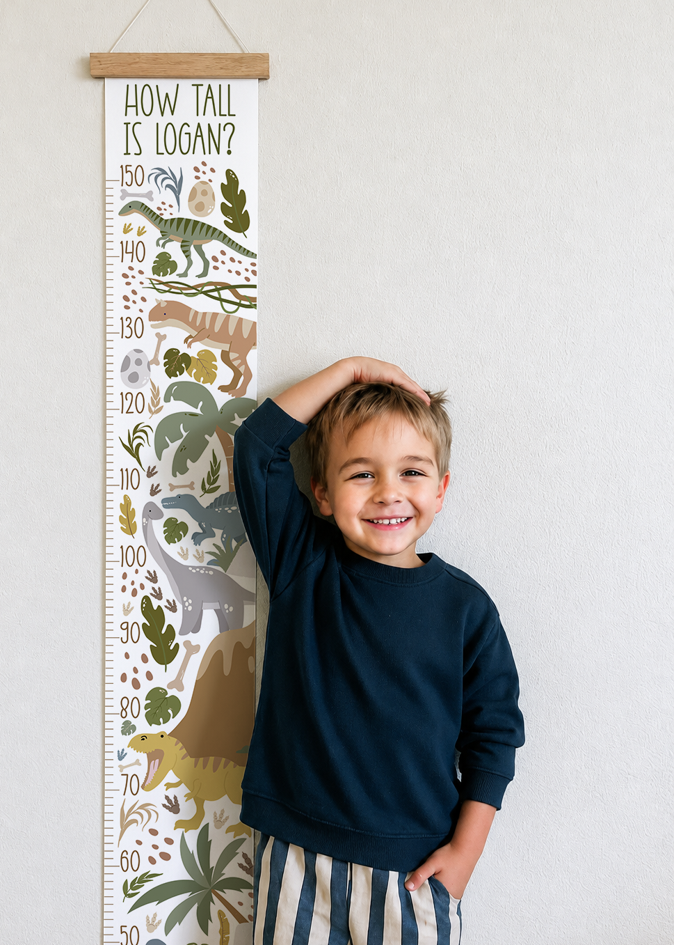 Personalised Dinosaur Height Chart Print