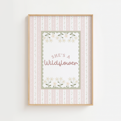 Vintage She's a Wildflower Print