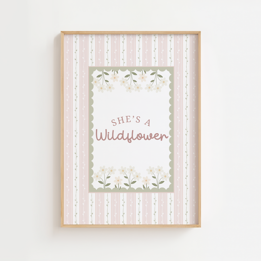 Vintage She's a Wildflower Print