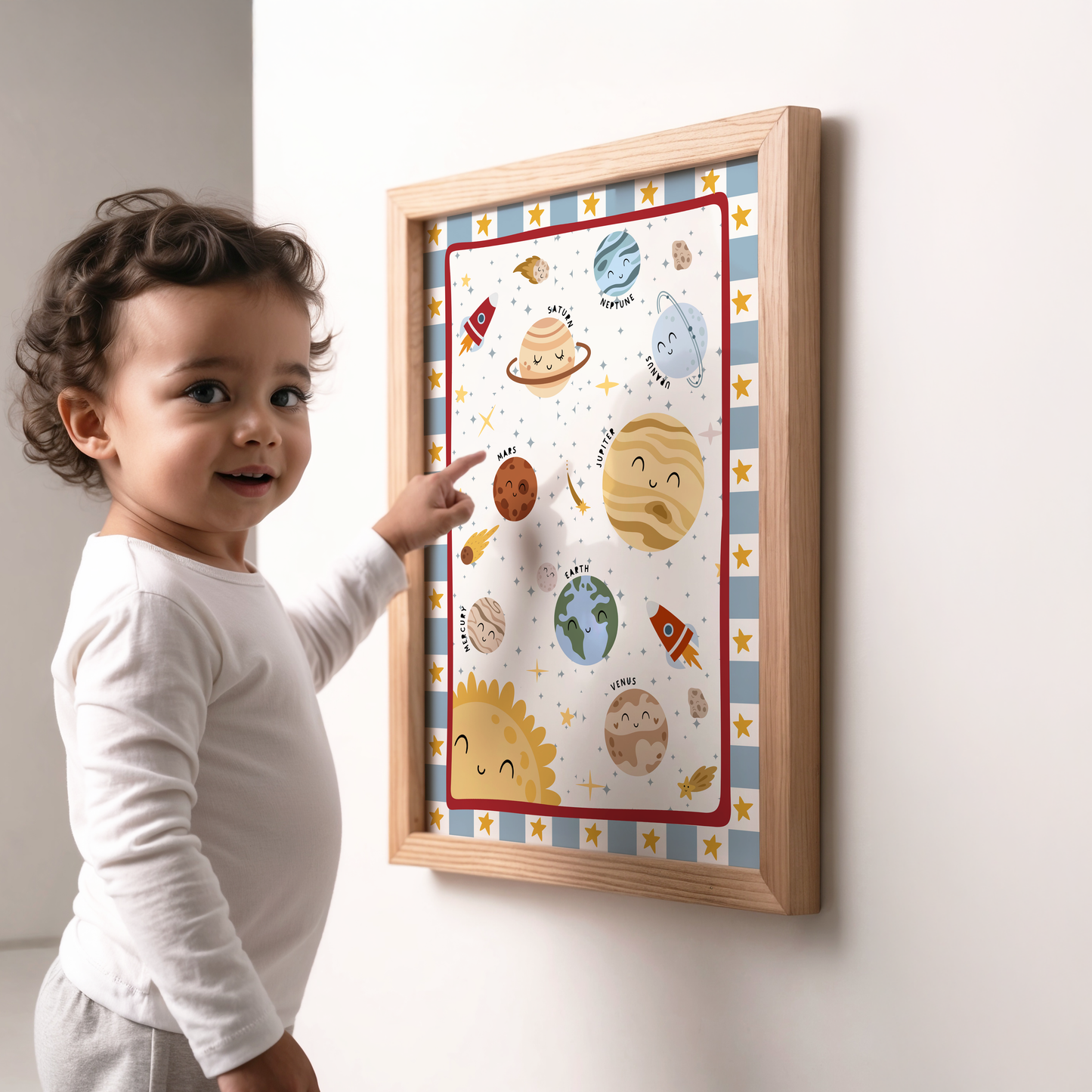 Solar System Educational Kids Print - Blue
