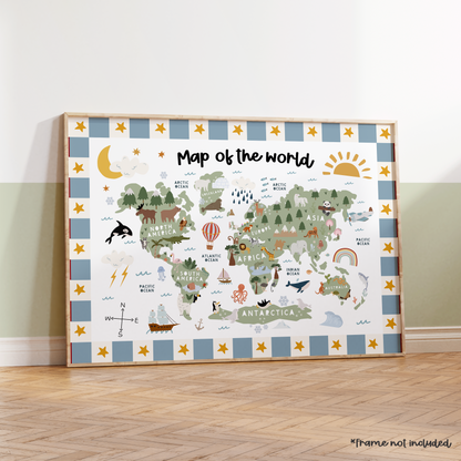 Retro Map of the World Print