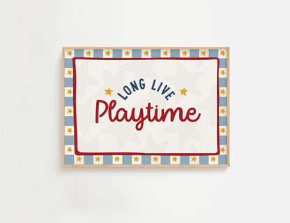 Long Live Playtime Stars Print - Blue