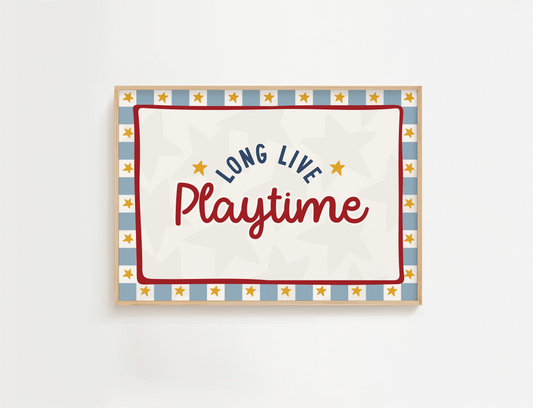 Long Live Playtime Stars Print - Blue