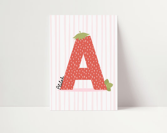 Personalised Strawberry Name Art Print