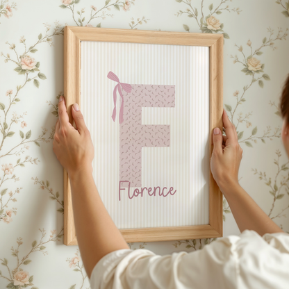 Personalised Vintage Floral Bow Initial Print