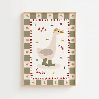 Hello Silly Goose Farm Print