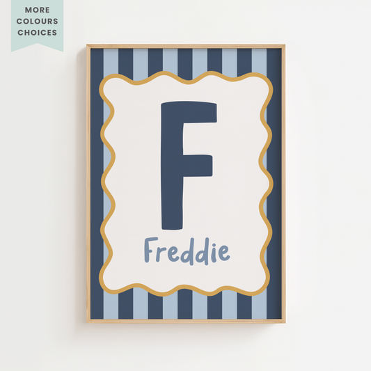 Wavy/Stripe Initial Print - Choose Your Own Colours